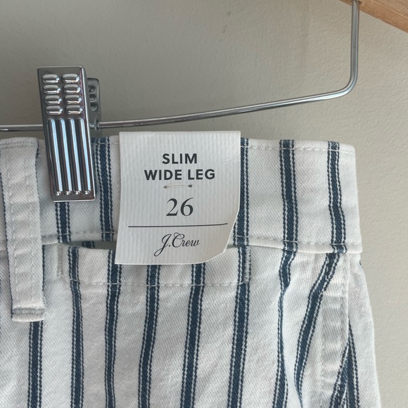 NWT J. CREW Slim Wide Leg Navy Striped Jeans - Picture 5 of 5